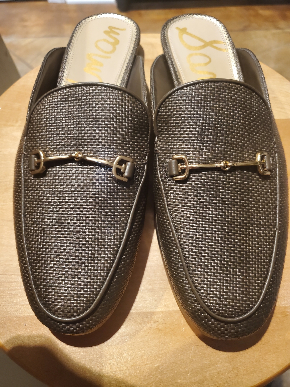 Sam Edelman Brown Woven Mule with Gold Bit Size 9 1/2 Wide
